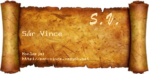 Sár Vince névjegykártya